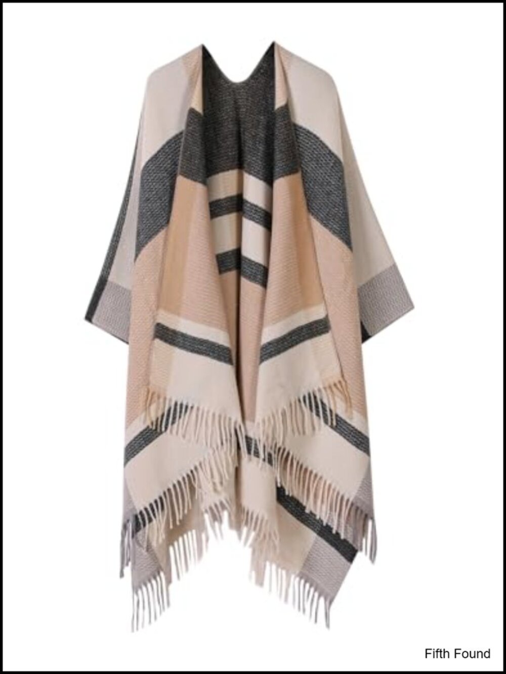 Women's Shawl Wrap Poncho with Tassel Open Front Boho Winter